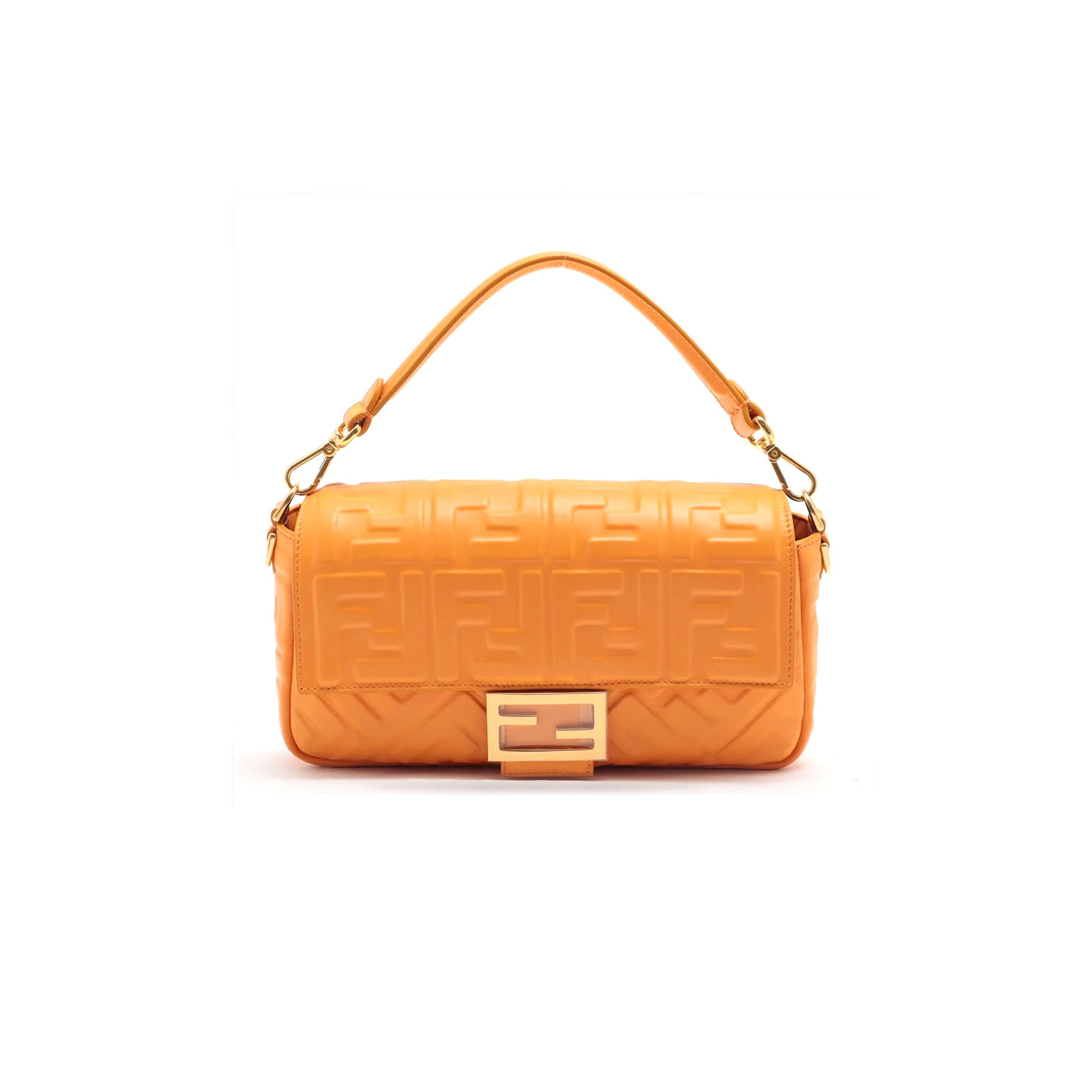 FENDI BAGUETTE NAPPA LEATHER ORANGE (27*15*6cm) FENDI BAGUETTE NAPPA LEATHER ORANGE (27*15*6cm)